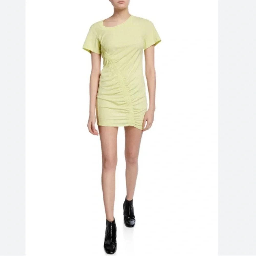 T by Alexander‎ Wang Ruched Neon Tee Shirt Dress Large